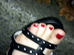 Walking in big black lund chudai heels with rivets