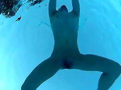 nude swimming in health providers pool - with slowmotion