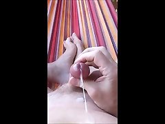 18 years old small public outdoor cumshot in my hangmat part 2