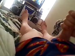 jerking hot bear cock in superman underwear