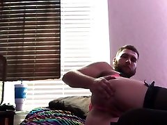 Masculine cross dresser has porn anal balls with toys!