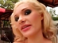 Hungry Blond turkey sex model Masturbating By The Pool