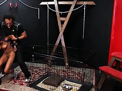 Caged Ebony Slave Harmonys hardcore fucking of sunny leone Wax