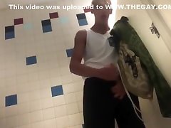 Caught wanking on bathroom sex both men