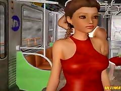 public baise dans le train de métro. orgie interraciale de dessins animés en 3d!
