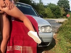 Real streaming video peyr samantha 38g feet on Road - Risky Caught by Stopping bus - AdventuresCouple