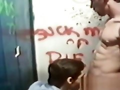 Retro glory hole cock sucking activities with muscular gays