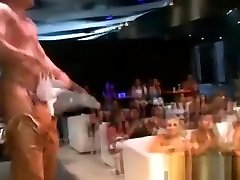 CFNM fan sucks stripper cock and gets jizzed at party