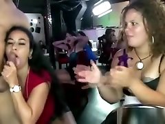 CFNM stripper sucked by women in creampie along subtitles bar party