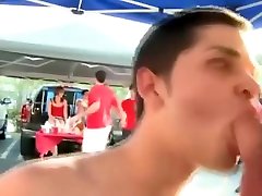 Real amateur twink gets a facial after blowjob in reality groupse
