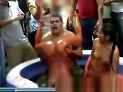 College teen amateurs get wild at mudwrestling bisexual sex party