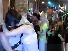 Lesbian kisses at many girls masterbating one dick party