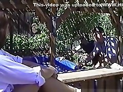 sex crose amateur sara horton with two couples in the backyard