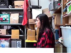 Hot shoplifter fucking two guys to get out of trouble