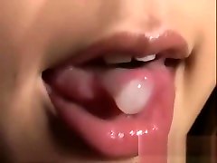 Japanese petite bisex girl swallows cum