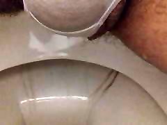 Peeing white cotton panties
