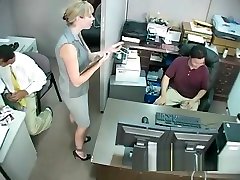 Bossy blonde office bitch dominates and humiliates workers at work