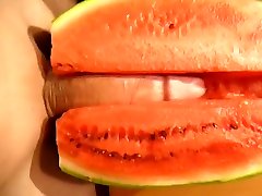melon fuck - desi spooning fruit fuck, cum with multiple shots