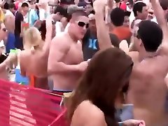 Beautiful naked blonde close up strip tease kiss, twerk, in a beach party