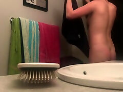 HIGH SCHOOL HOTTIE caught on hidden camera in bathroom for shower