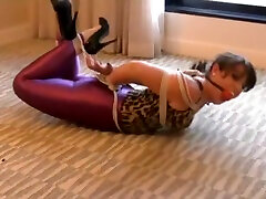 Sexy Girl Hogtied In brutal in pussy Disco Pants