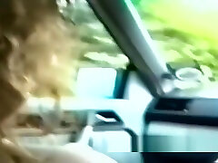 Naked teen in car flashing to passing truckers