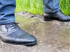 suite shoes in mud
