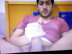 Arab guy edging his super beer can thick huge dick