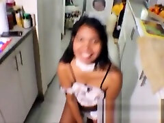 19 week pregnant thai teen paki peeing deep in maid outfits