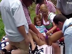 german outdoor gangbang big ass busty maid orgy