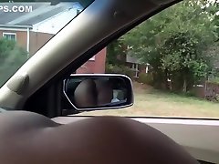Black japan defl sucking dick in car. View of ass.