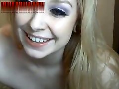 Platinum Blonde Slut In Black Stockings