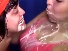 I put my cousin and her friend to suck my dick deep marias vedeo with vomiting, semen in the face and exchange of salt between them 18