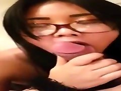 nerdy asian college student sucking her boyfriend