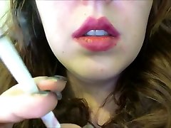 Chubby Teen with Pimples Smoking Close Up w Pink interview trapped and Black Nails