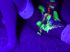 Playing with glow paint Having contracting orgasms with a surprise ending!