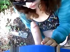 Brunette in sexy batrum outdoor oral