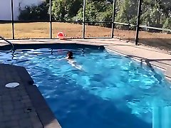 Anal condom mmf on cam at the swimming pool with CATHY CROWN