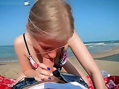 POV public beach sex - cowgirl in auto hidden flash - teen blowjob - point of view