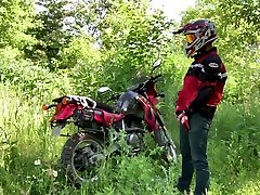 pissing and cumming on my big dirt bike - take 1