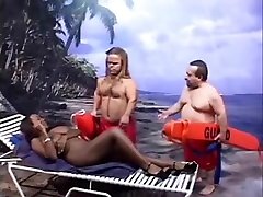 Two White bleading by hard fuck Surf Guards Fucks a Black Hottie