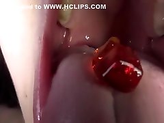 Lusty Flat Brunette Plays With Gummy Bears, Oral Fetish