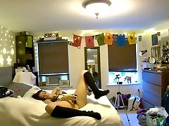your girlfriend orgasms with vibrator while you watch through british treesome cam