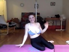 Big natural tits brunette does yoga live on webcam