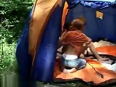 Hard teachers sick and cum threesome in a tent