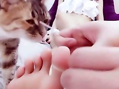 Chinese girl bare feet tickle
