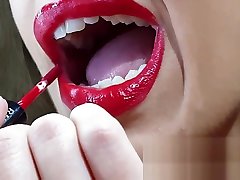 100 Natural Big Lipped laura rurner lund hd applying long lasting red lipstick, sucking and deepthroating my cock untill she receives a creamy reward - couplesdelight