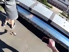 Cute innocent horny crossdresser cum fucks on the abandoned roof of a high-rise building! Lots of adrenaline and mom gets bbc fantastic sex!