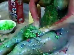 Babe getting messy in the kitchen - my friend wife short friend -messy food play