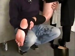Suit bondage. Sexy dude kidnapped bound & gagged by masked man.